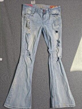 hippie laundry Light Blue Distressed Flare Jeans